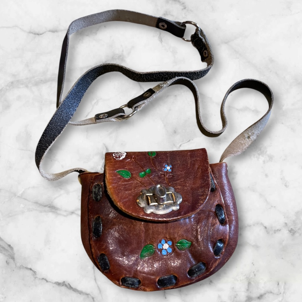 Vintage Gypsy Leather Tooled Hand Painted Child’s Purse
